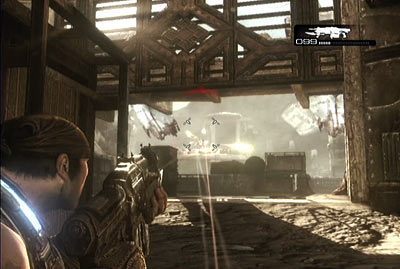 Potem wystarczy przejść przez główną bramę, przez którą zaatakowali cię przeciwnicy i we frontalnym ataku zdobywać kolejne połacie bazy - III - Wtargnięcie | Akt 2 w Gears of War 3 - Gears of War 3 - poradnik do gry (opis przejścia, nieśmiertelniki, osiągnięcia)