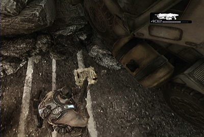 Podczas obrony wyjdź na ulicę i skieruj się w lewo - VI - W powietrzu | Akt 2 w Gears of War 3 - Gears of War 3 - poradnik do gry (opis przejścia, nieśmiertelniki, osiągnięcia)