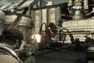 Kiedy znajdziesz się na zewnątrz wyjdź z maszyny i na piechotę rozpraw się z czekającymi na ciebie wrogami - V - Bon Voyage | Akt 4 w Gears of War 3 - Gears of War 3 - poradnik do gry (opis przejścia, nieśmiertelniki, osiągnięcia)