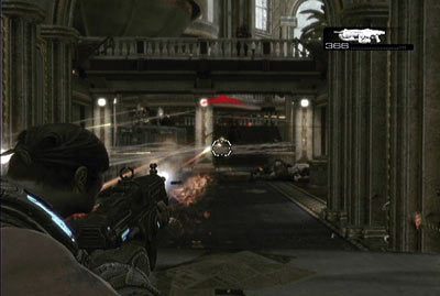 Przejdź przez zdewastowany hol i idź przed siebie - V - Wniebowstąpienie | Akt 5 w Gears of War 3 - Gears of War 3 - poradnik do gry (opis przejścia, nieśmiertelniki, osiągnięcia)