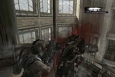 Kiedy windy zostaną naprawione udaj się do jednej z nich i zapewnij sobie schronienie, aby nie być narażonym na ostrzał wroga - V - Wniebowstąpienie | Akt 5 w Gears of War 3 - Gears of War 3 - poradnik do gry (opis przejścia, nieśmiertelniki, osiągnięcia)