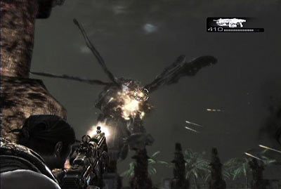 Następnie wychyl się i ostrzelaj z broni paszczę potwora, celując w lśniący na żółto punkt - VI - Dzień zapłaty | Akt 5 w Gears of War 3 - Gears of War 3 - poradnik do gry (opis przejścia, nieśmiertelniki, osiągnięcia)