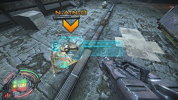 Zaraz za nim zobaczysz popękaną ścianę z leżącą przed nią czerwoną beczką - Poziom I- Pierwszy Kontakt (1) | Opis przejścia | Hard Reset - Hard Reset - poradnik do gry