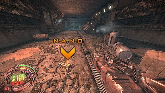 Kiedy dotrzesz do rozwidlenia skręć w prawo, aby odnaleźć kolejne N - Poziom I- Pierwszy Kontakt (1) | Opis przejścia | Hard Reset - Hard Reset - poradnik do gry