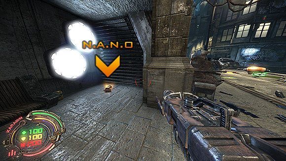 Udaj się teraz za świecącym przewodem, by dezaktywować barierę - Poziom I- Pierwszy Kontakt (1) | Opis przejścia | Hard Reset - Hard Reset - poradnik do gry