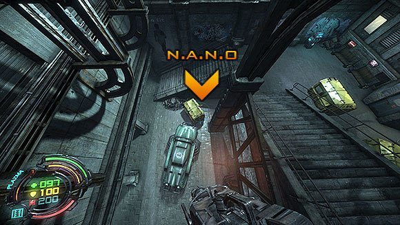 Wejdź schodami na górę, gdzie zostaniesz zaatakowany przez małą grupę maszyn - Poziom I- Pierwszy Kontakt (2) | Opis przejścia | Hard Reset - Hard Reset - poradnik do gry