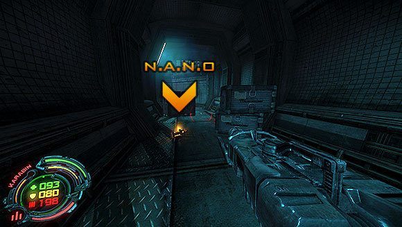 Po wyjściu z korytarza trafisz na alejkę i pomost pełen małych maszyn - Poziom I- Pierwszy Kontakt (2) | Opis przejścia | Hard Reset - Hard Reset - poradnik do gry