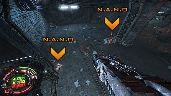 Na końcu korytarza znajdują się schody, na których leży mała paczka N - Poziom II- Sektor 6 (2) | Opis przejścia | Hard Reset - Hard Reset - poradnik do gry