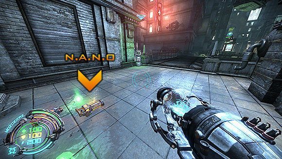 W drodze powrotnej, po lewej stronie tarazu znajdziesz pomieszczenie z przełącznikiem (do niedawna zamknięte) - Poziom III- Pościg (1) | Opis przejścia | Hard Reset - Hard Reset - poradnik do gry