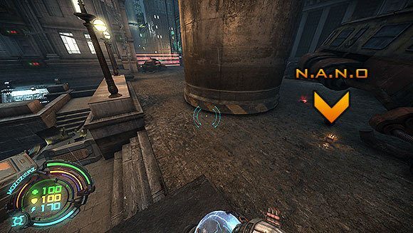 Idąc dalej trafisz na barierę obok parkingu - Poziom III- Pościg (2) | Opis przejścia | Hard Reset - Hard Reset - poradnik do gry