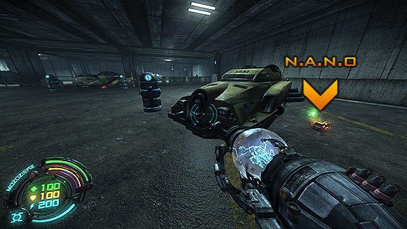 Kiedy przedrzesz się przez pierwsze fale maszyn, skręć w lewo, gdzie obok ogrodzonych genratorów ( - Poziom III- Pościg (2) | Opis przejścia | Hard Reset - Hard Reset - poradnik do gry