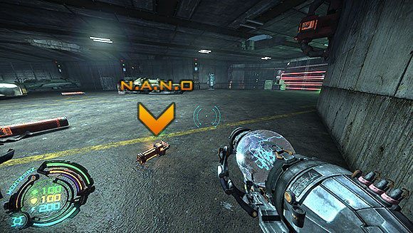 Teraz podejdź do kontrolki bariery - Poziom III- Pościg (2) | Opis przejścia | Hard Reset - Hard Reset - poradnik do gry