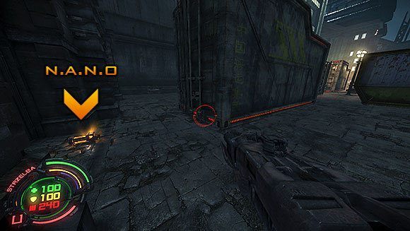 Obok kontenerów znajduje się żółty śmietnik - Poziom III- Pościg (2) | Opis przejścia | Hard Reset - Hard Reset - poradnik do gry