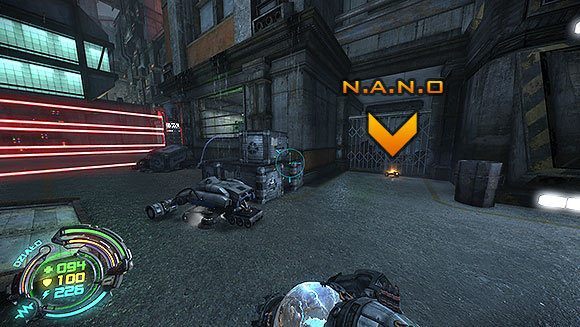 Wejdź po schodach, na górze trafisz na rozwidlenie - Poziom IV- Targowisko (2) | Opis przejścia | Hard Reset - Hard Reset - poradnik do gry