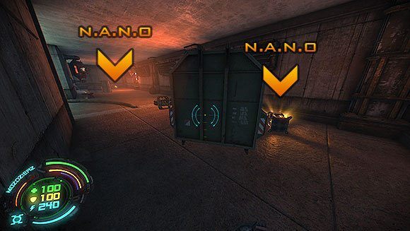 Wróć na rozwidlenie i przejdź niskim tunelem na drugą stronę - Poziom IV- Targowisko (2) | Opis przejścia | Hard Reset - Hard Reset - poradnik do gry