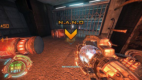 Zejdź schodami do pomieszczenia kontrolnego, zbierz N - Poziom IV- Targowisko (2) | Opis przejścia | Hard Reset - Hard Reset - poradnik do gry