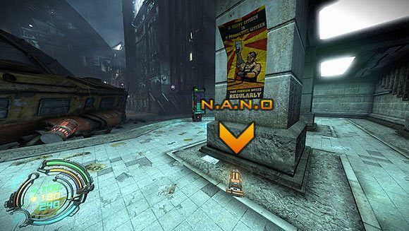 Idąc dalej uliczką zostaniesz zaatakowany przez kilka małych maszyn i Goryla - Poziom V- Atlas (1) | Opis przejścia | Hard Reset - Hard Reset - poradnik do gry