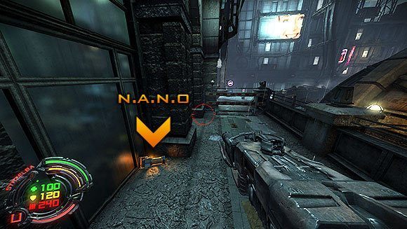 Zaraz po zejściu ze schodów trafisz na barierę - Poziom V- Atlas (1) | Opis przejścia | Hard Reset - Hard Reset - poradnik do gry