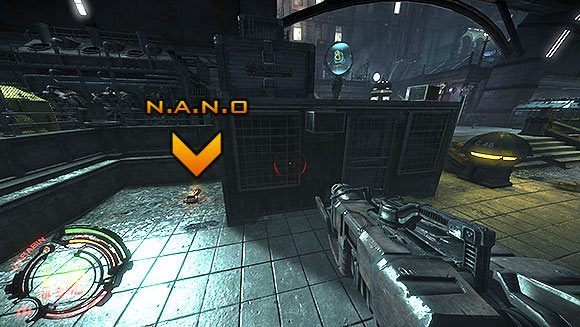 Skieru jsię w stronę wózka widłowego, uruchom go i skręć w prawo - Poziom V- Atlas (1) | Opis przejścia | Hard Reset - Hard Reset - poradnik do gry