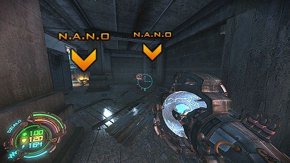 Po wyjściu z sekretnego tunelu idź w lewo - Poziom V- Atlas (1) | Opis przejścia | Hard Reset - Hard Reset - poradnik do gry