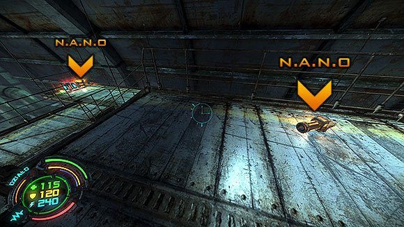 Gdy zejdziesz z pomostu na dół, zajrzyj za skrzynie znajdujące się pod schodami - Poziom V- Atlas (2) | Opis przejścia | Hard Reset - Hard Reset - poradnik do gry