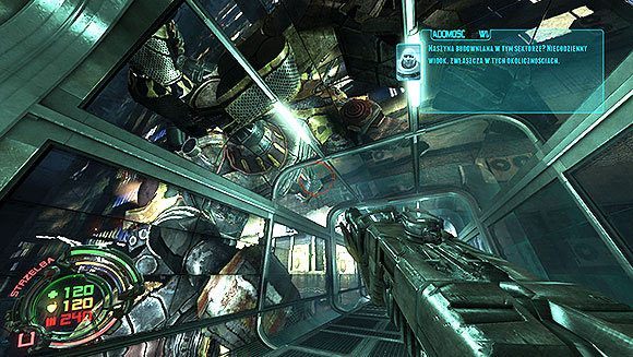 Gdy wyjdziesz z przełączki od razu spójrz w lewo, ponieważ znajduje się tam małe N - Poziom VI- Podziemia (1) | Opis przejścia | Hard Reset - Hard Reset - poradnik do gry