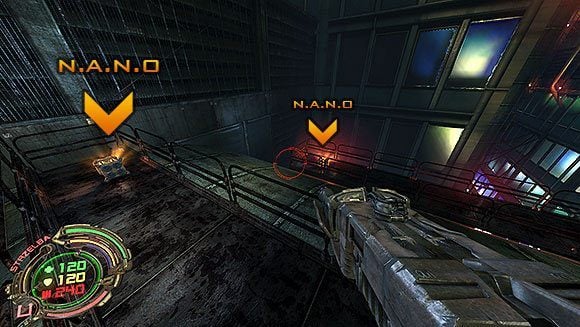 Będąc na dole, przejdź na drugi skraj rusztowania by odnaleźć kolejne dwie - Poziom VI- Podziemia (2) | Opis przejścia | Hard Reset - Hard Reset - poradnik do gry