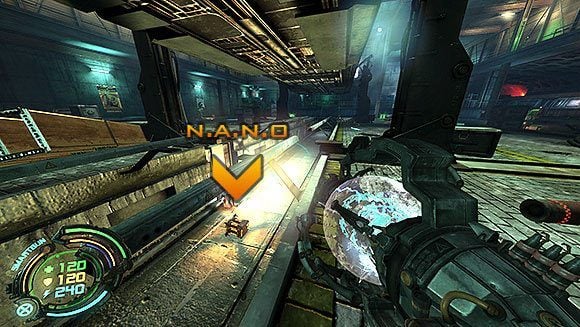 Rozejrzyj się za nieczynnym torem (oświetlonym na czerwono) - Poziom VI- Podziemia (2) | Opis przejścia | Hard Reset - Hard Reset - poradnik do gry