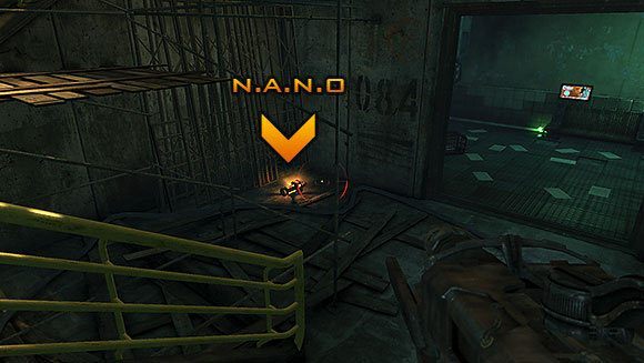 Po wyjściu z klatki schodowej idź korytarzem do pomieszczenia barowego, w którym znajduje się małe N - Poziom VI- Podziemia (3) | Opis przejścia | Hard Reset - Hard Reset - poradnik do gry