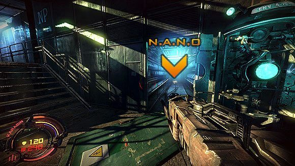 Przejdź po schodach na drugi placyk, gdzie spotkasz wystraszoną betoniarkę - Poziom VII- Szpital (1) | Opis przejścia | Hard Reset - Hard Reset - poradnik do gry