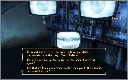 Z dyskusji z 8 można wynieść jeszcze więcej dóbr - On the Same Wavelength - Zadania poboczne - Fallout: New Vegas - Old World Blues - poradnik do gry