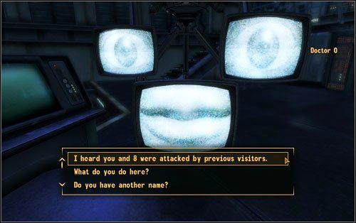 Szef badaczy ostatecznie odeśle Cię do doktora O (M1:3), który podobnie jak jego kolega po fachu - 8, ucierpiał na skutek ataku - When Visitors Attack! - Zadania poboczne - Fallout: New Vegas - Old World Blues - poradnik do gry