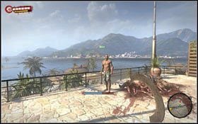 Mike stoi tuż przed Wieżą Ratowników przy stercie zombiaków. - Dla zabicia czasu; Bułka z masłem | Akt 1 - rozdział 2 i 3 Dead Island - Dead Island - poradnik do gry