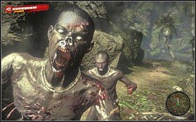 Po wyjściu z grobowców (1) kobieta wskaże Ci drogę powrotną do łodzi, lecz znacznie krótszą niż ta, którą przyszedłeś - Czysta krew | Akt 3 - rozdział 14 i 15 w Dead Island - Dead Island - poradnik do gry