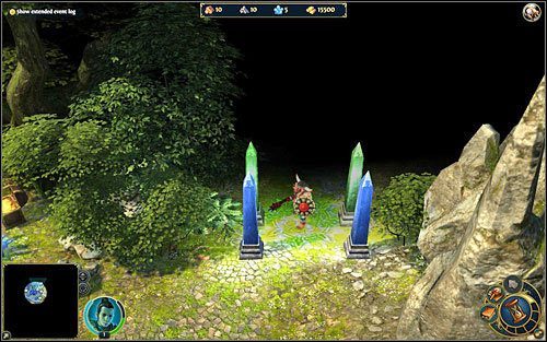 Orkowie to sprawdzeni bramkarze. Ten swoi na granicy między terenami gracza zielonego i niebieskiego. - Strefy kontroli w Might & Magic Heroes VI | Surowce - Might & Magic: Heroes VI - poradnik do gry