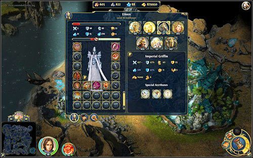 Współczynniki bohaterów są widoczne ponad ich sylwetkami. - Klasy postaci, droga krwi lub łez w Might & Magic Heroes VI | Bohaterowie - Might & Magic: Heroes VI - poradnik do gry