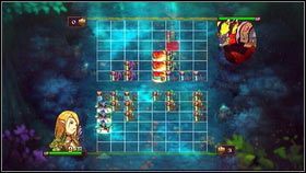 Demon zaatakuje przygotowanymi wcześniej formacjami, nie zadając jednak zbyt wiele obrażeń - Irollan (1) - Opis przejścia - Might & Magic: Clash of Heroes - PC - poradnik do gry