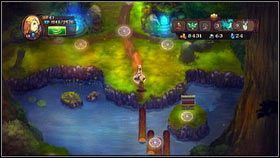 Jak skończysz, opróżnij skrzynię po prawej, gdzie znajdziesz Pierścień Życia [1], a następnie przejdź na drugi brzeg [2] - Irollan (2) - Opis przejścia - Might & Magic: Clash of Heroes - PC - poradnik do gry