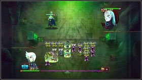 Gdy przetrzymasz ten pierwszy atak, boss przesunie się w lewo i zacznie przygotowywać potężne zaklęcie [1] - Heresh (2) - Opis przejścia - Might & Magic: Clash of Heroes - PC - poradnik do gry