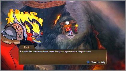 Imp (LVL 7) strzeże wejścia do jaskini, w połowie drogi na szczyt góry [M4 - Sheogh - Zadania poboczne - Might & Magic: Clash of Heroes - PC - poradnik do gry