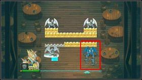 Zdobędziesz w ten sposób wystarczającą ilość ruchów, aby przenieść białych Zbrojnych pod Gryfa [1], a następnie zrobić to samo z niebieskimi Łucznikiem [2] - Holy Griffin Empire - Bitwy-zagadki - Might & Magic: Clash of Heroes - PC - poradnik do gry