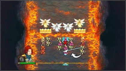 Szare Piekielne Ogary stojące pod czerwonym Sukkubem przenieś na środek, tak aby utworzyć symetryczny prostokąt - Sheogh - Bitwy-zagadki - Might & Magic: Clash of Heroes - PC - poradnik do gry