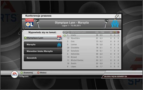 Miłym dodatkiem uprzyjemniającym nam oczekiwanie na kolejną ligową potyczkę są konferencje prasowe, w których możemy wyrazić swoje zdanie na temat nadchodzącej konfrontacji - Konferencje prasowe | Tryb kariery w FIFA 12 - FIFA 12 - poradnik do gry