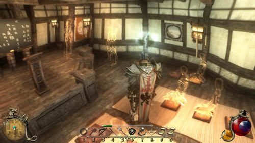 Wyjdź z uniwersytetu i biegnij do bramy w [4], a potem skieruj się do [6] - Podświadomość- Konflikt światopoglądowy - Two Worlds II: Pirates of The Flying Fortress - poradnik do gry