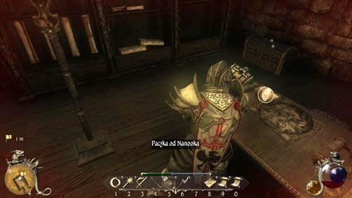 Przede wszystkim podnieś Paczkę od Nanooka i otwórz ją w ekwipunku - Pracownia - Two Worlds II: Pirates of The Flying Fortress - poradnik do gry