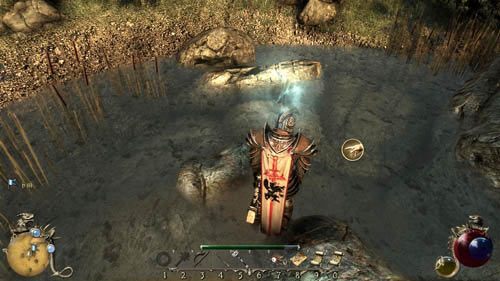 Co ciekawe, woda magicznym sposobem utrzymuje się nad tobą, dlatego możesz rozpocząć przeszukiwanie tej małej jaskini - Wiadomość w butelce - Two Worlds II: Pirates of The Flying Fortress - poradnik do gry