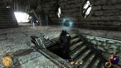 Wejdź po pobliskich schodach na drugi poziom okrętu - pojawisz się w [12] - Legenda kartografa - Two Worlds II: Pirates of The Flying Fortress - poradnik do gry