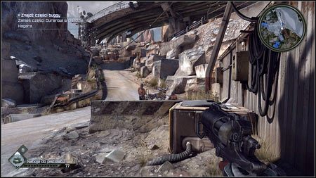 Po opuszczeniu budynku zabij dwójkę bandytów stojących przy quadzie i wróć do mechanika w osadzie Dana - Brakujące części / Znajdź części buggy (2) | Opis przejścia Rage 1 - Rage - poradnik do gry