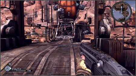 Chwilę później pojawi się most, którym dotrzesz do windy prowadzącej do laboratorium Kvasira - Próbka feltrytu | Opis przejścia Rage 1 - Rage - poradnik do gry