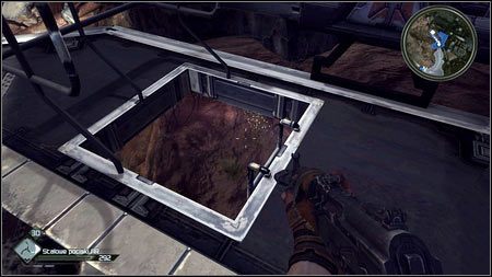 Z prawej strony powinieneś zauważyć dziurę w platformie - Uwolnij kapitana Marshalla (1) | Opis przejścia Rage 1 - Rage - poradnik do gry